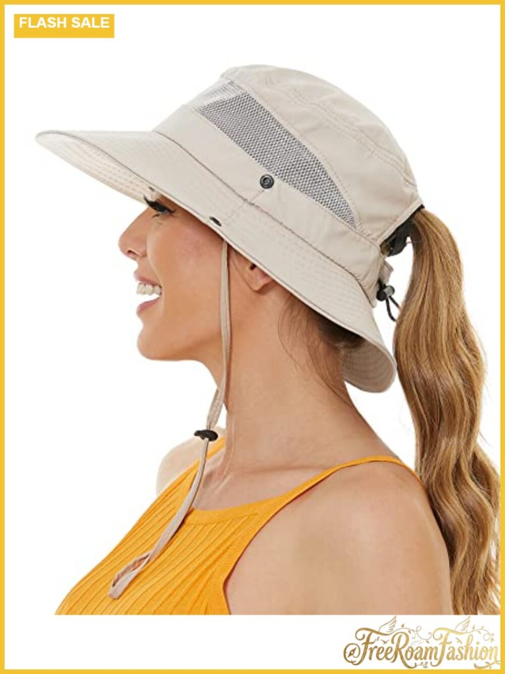 Waterproof UPF50+ Ponytail Sun Hat Wide Brim Outdoor